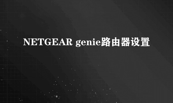 NETGEAR genie路由器设置