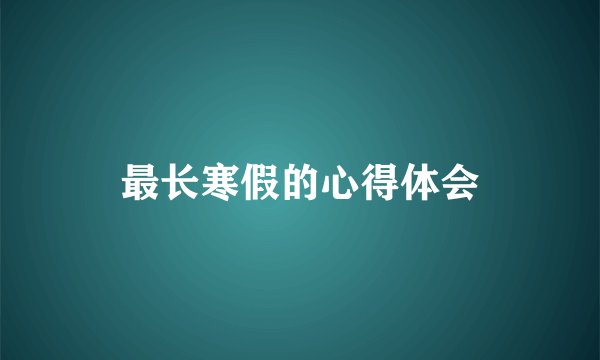 最长寒假的心得体会