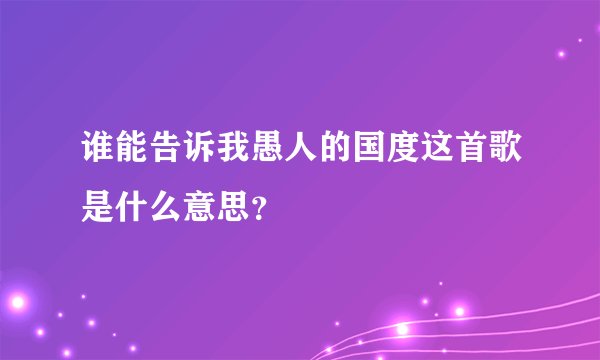 谁能告诉我愚人的国度这首歌是什么意思？