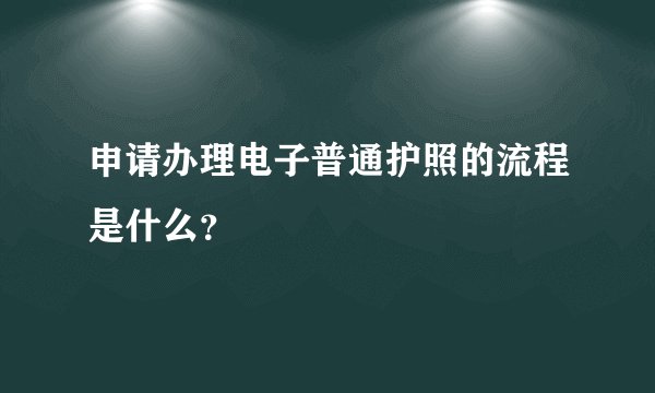 申请办理电子普通护照的流程是什么？