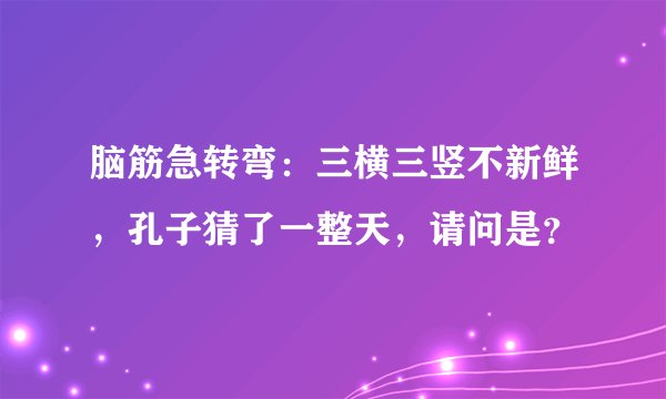 脑筋急转弯：三横三竖不新鲜，孔子猜了一整天，请问是？