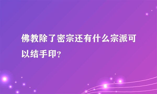 佛教除了密宗还有什么宗派可以结手印？