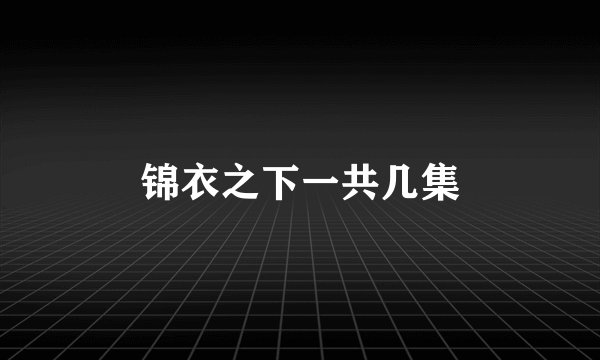 锦衣之下一共几集