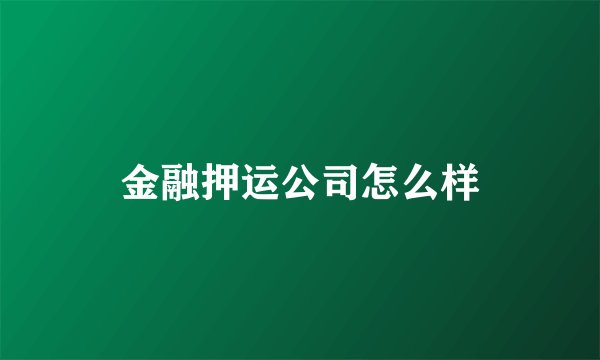 金融押运公司怎么样