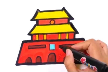 天安城门怎样画涂色