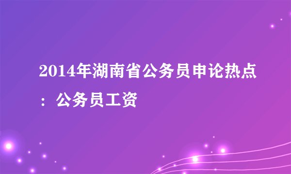 2014年湖南省公务员申论热点：公务员工资
