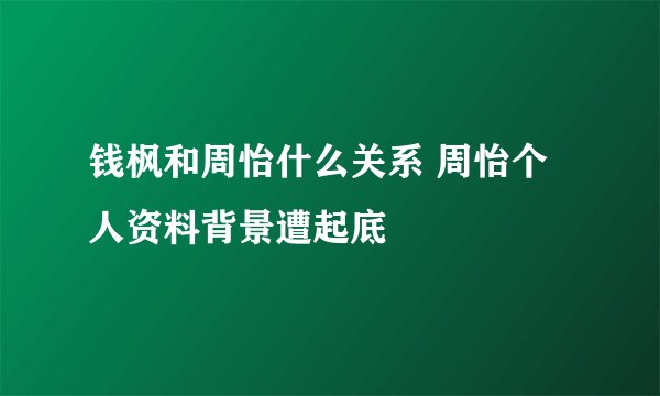 钱枫和周怡什么关系 周怡个人资料背景遭起底