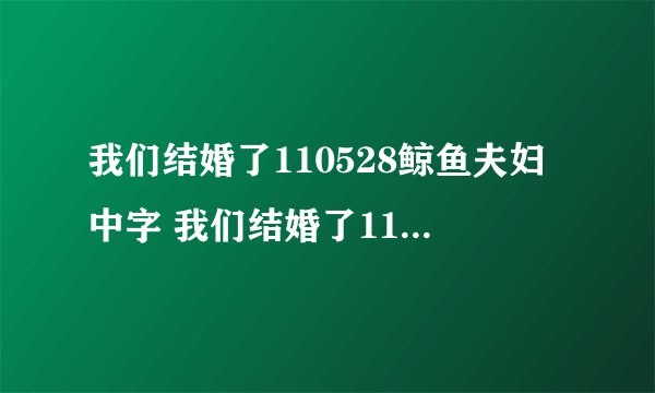 我们结婚了110528鲸鱼夫妇中字 我们结婚了110528元素夫妇中字视频在线观看下载