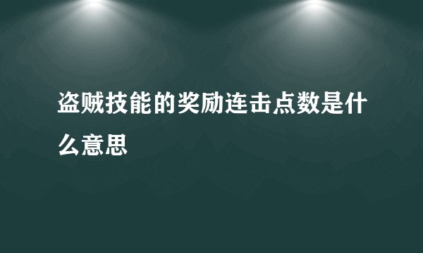 盗贼技能的奖励连击点数是什么意思