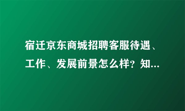 宿迁京东商城招聘客服待遇、工作、发展前景怎么样？知道请回答？？