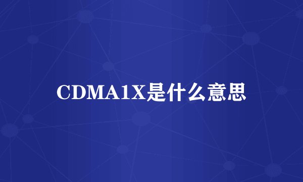 CDMA1X是什么意思