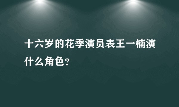十六岁的花季演员表王一楠演什么角色？
