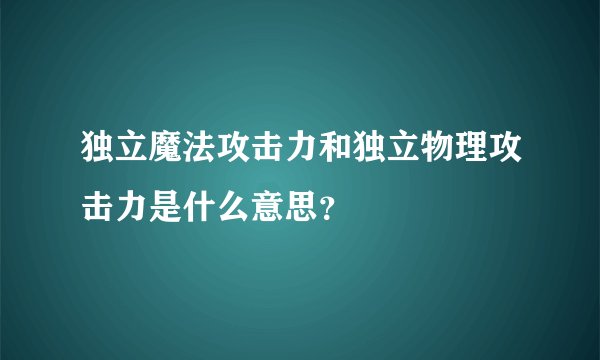 独立魔法攻击力和独立物理攻击力是什么意思？