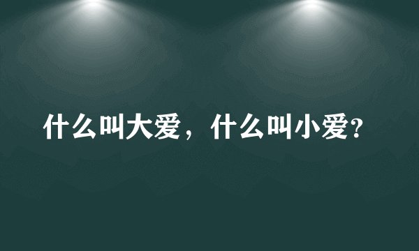 什么叫大爱，什么叫小爱？