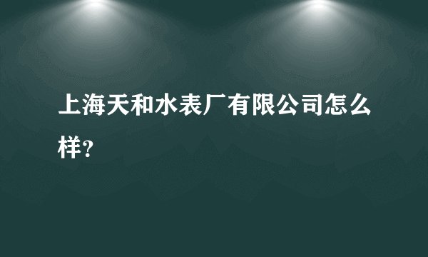 上海天和水表厂有限公司怎么样？