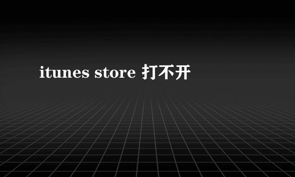 itunes store 打不开