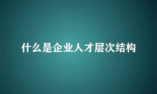 什么是企业人才层次结构