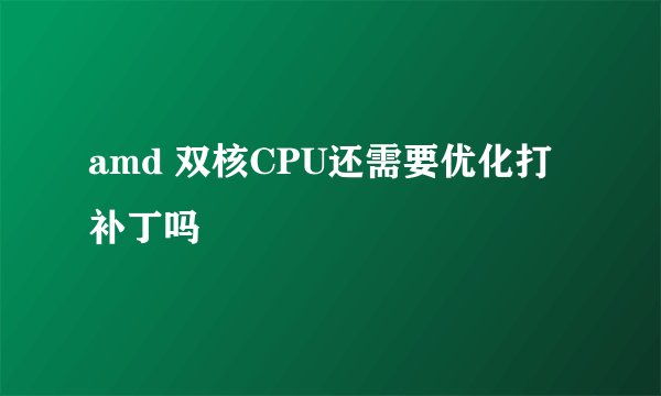 amd 双核CPU还需要优化打补丁吗