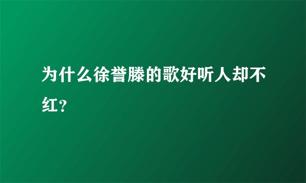 为什么徐誉滕的歌好听人却不红？