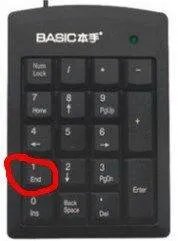 台式电脑numpad1是哪个键