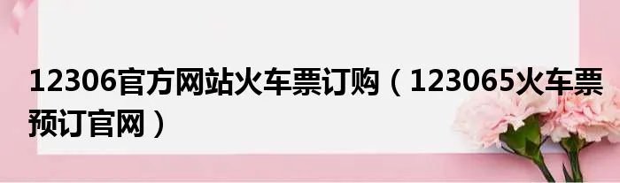12306官方网站火车票订购（123065火车票预订官网）