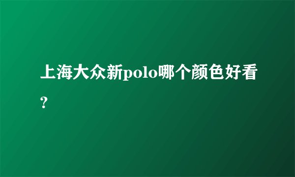 上海大众新polo哪个颜色好看？