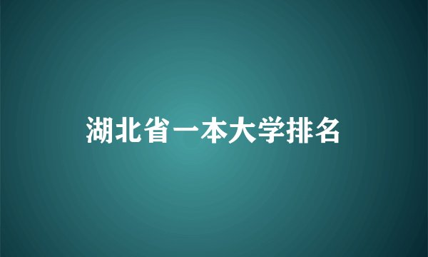 湖北省一本大学排名