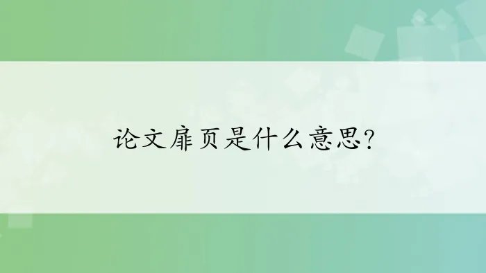 论文扉页是什么意思？