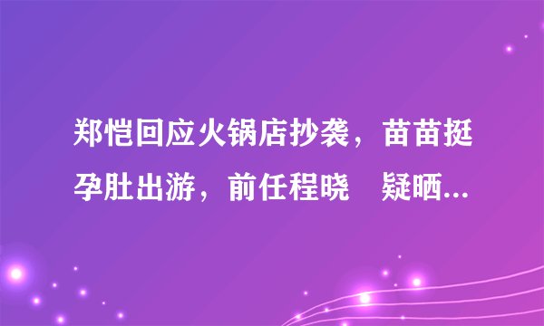 郑恺回应火锅店抄袭，苗苗挺孕肚出游，前任程晓玥疑晒千万婚房