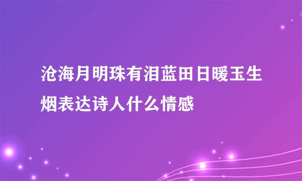 沧海月明珠有泪蓝田日暖玉生烟表达诗人什么情感