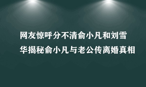 网友惊呼分不清俞小凡和刘雪华揭秘俞小凡与老公传离婚真相