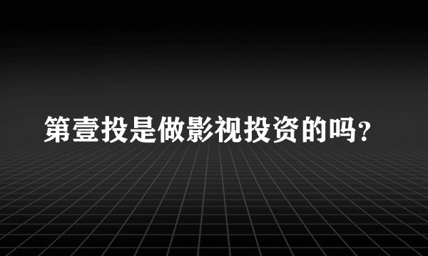 第壹投是做影视投资的吗？