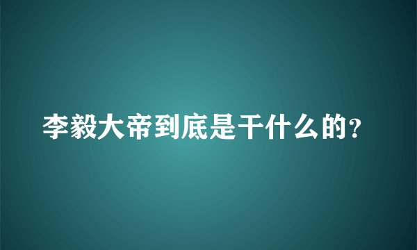 李毅大帝到底是干什么的？