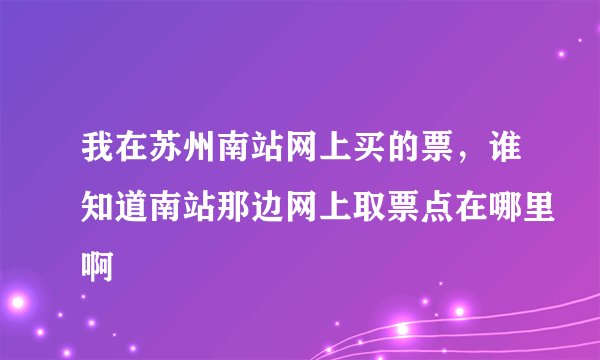 我在苏州南站网上买的票，谁知道南站那边网上取票点在哪里啊