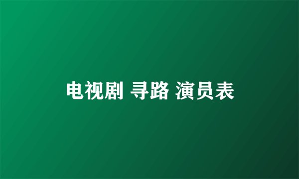 电视剧 寻路 演员表
