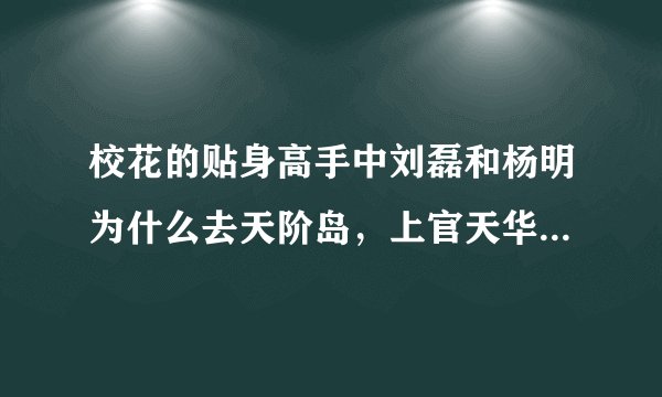 校花的贴身高手中刘磊和杨明为什么去天阶岛，上官天华的儿子是不是也被带走了？