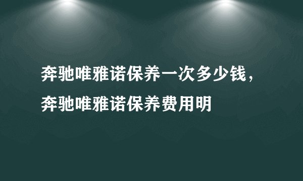 奔驰唯雅诺保养一次多少钱，奔驰唯雅诺保养费用明