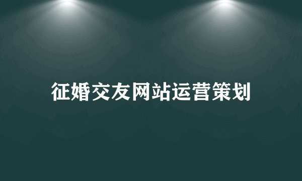 征婚交友网站运营策划