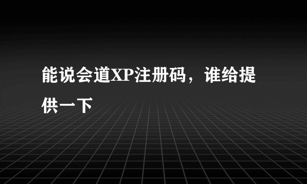 能说会道XP注册码，谁给提供一下