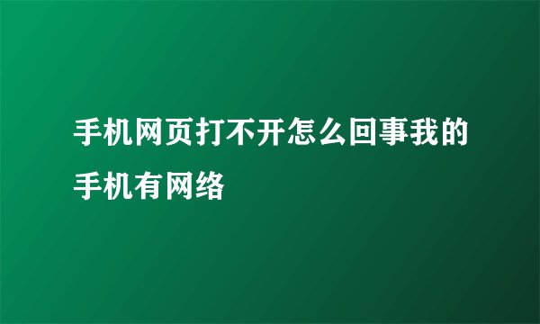 手机网页打不开怎么回事我的手机有网络