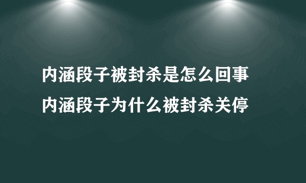 内涵段子被封杀是怎么回事 内涵段子为什么被封杀关停