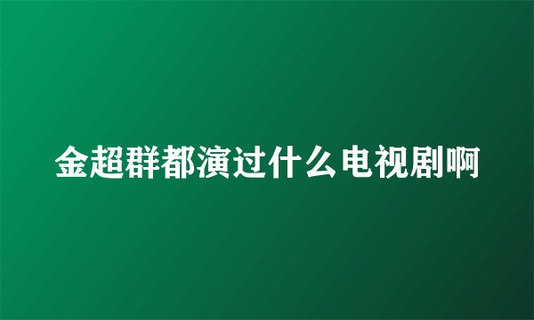 金超群都演过什么电视剧啊