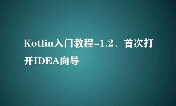Kotlin入门教程-1.2、首次打开IDEA向导
