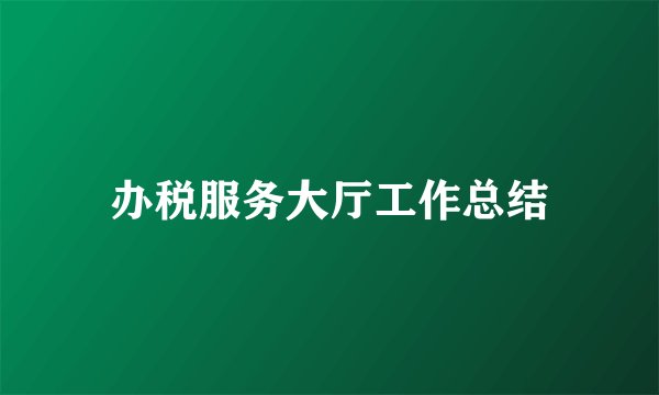 办税服务大厅工作总结