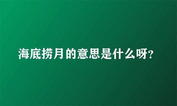 海底捞月的意思是什么呀？