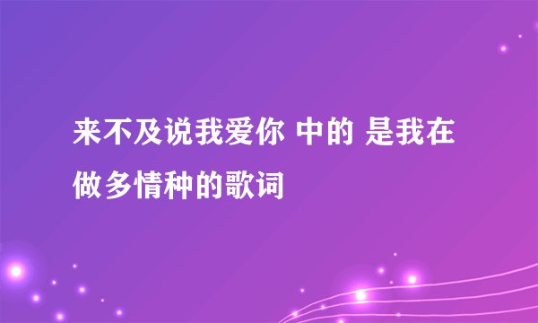 来不及说我爱你 中的 是我在做多情种的歌词