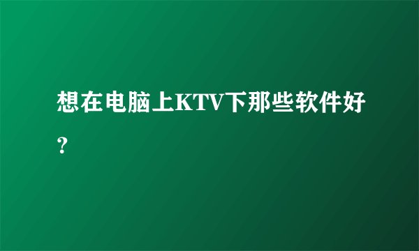 想在电脑上KTV下那些软件好？