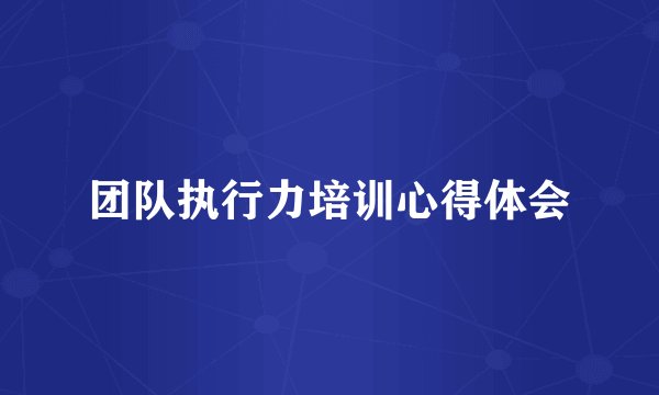 团队执行力培训心得体会