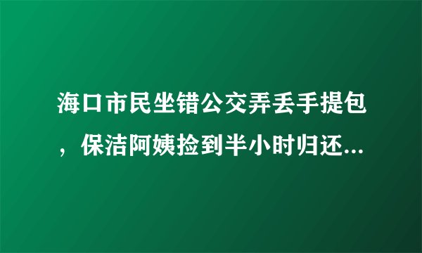 海口市民坐错公交弄丢手提包，保洁阿姨捡到半小时归还，你怎么看？