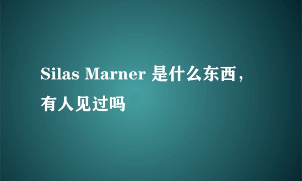Silas Marner 是什么东西，有人见过吗
